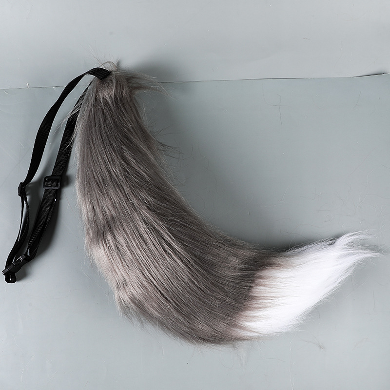 9cm 장발 여우 꼬리 회색과 흰색