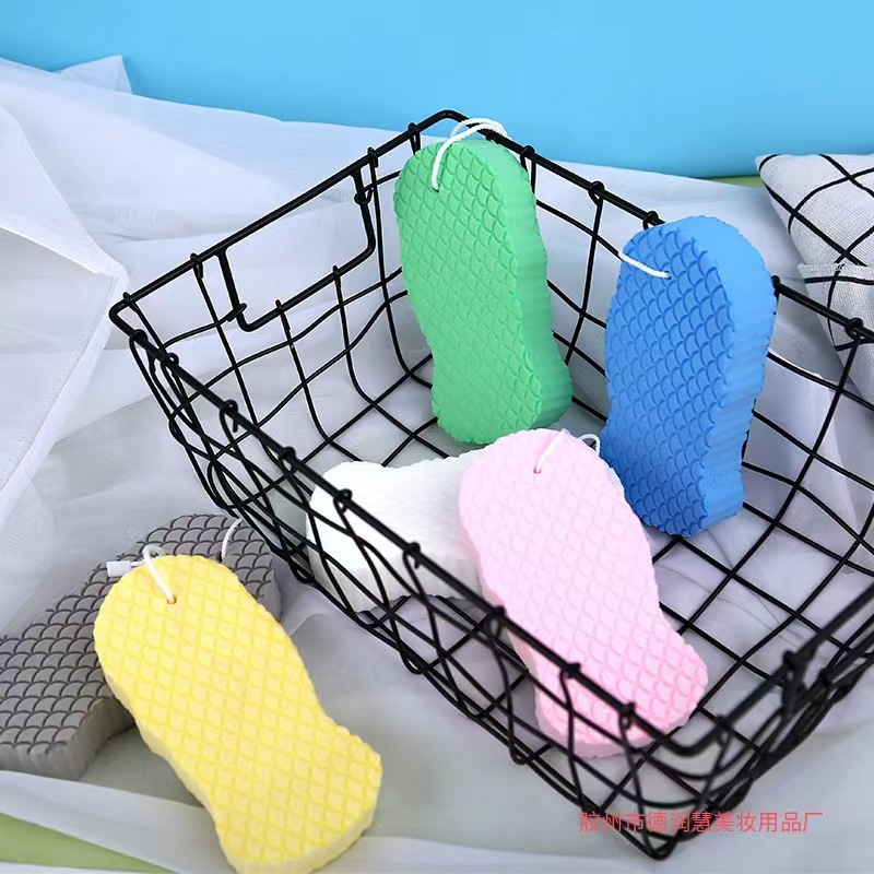 3D 스폰지 목욕 생선 스케일 패턴을 닦아 3 차원 목욕 면화는 피부 고통없는 목욕 유물을 해치지 않습니다