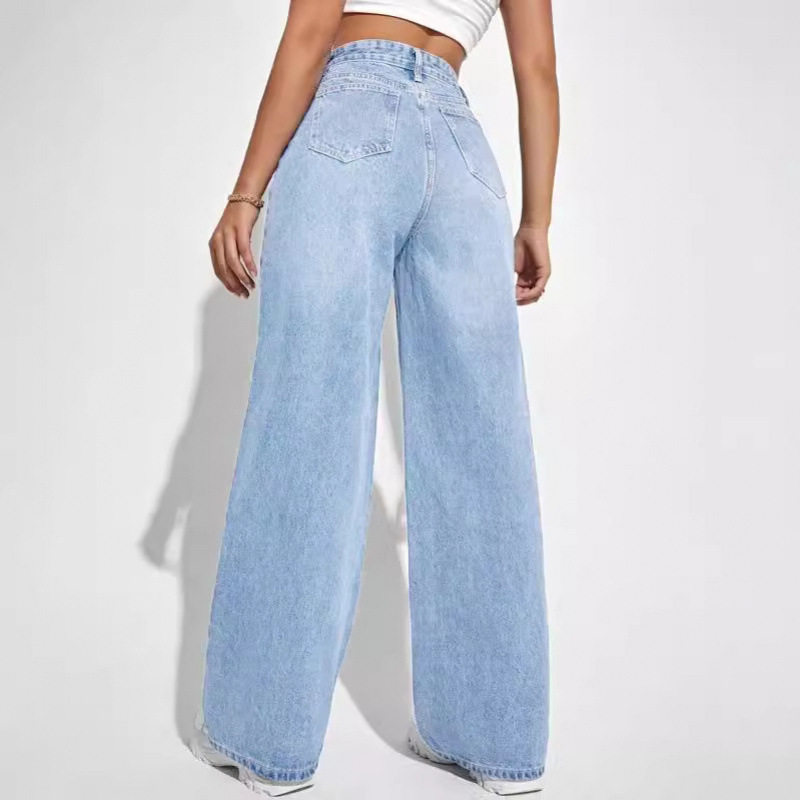 Neue europäische und amerikanische Damenjeans-Mode 2025: High Waist Slim Straight Denim, lange, bodenlange Jeans – Verkaufsschlager!_voghion.com