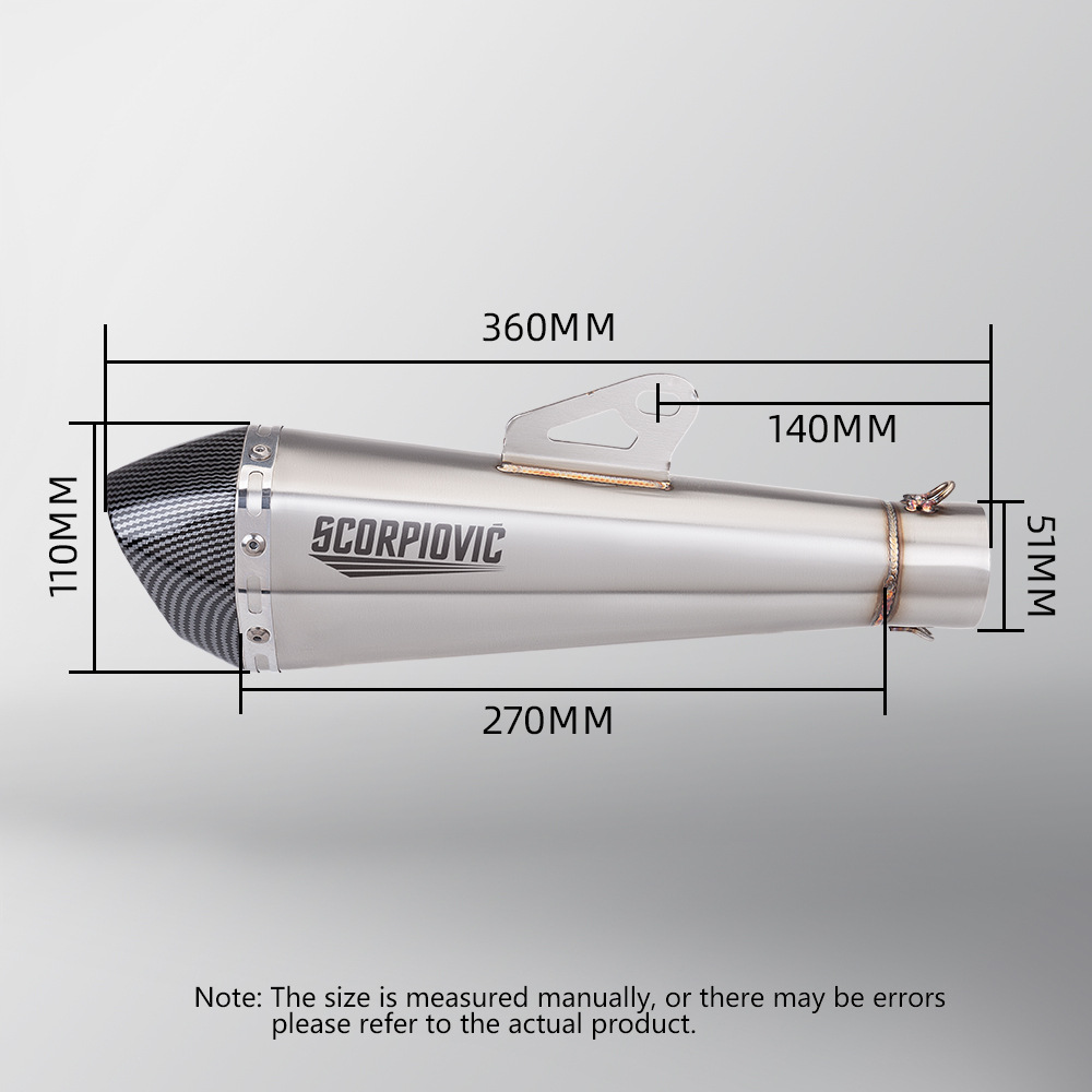 B12 Small Cone Tail Section Silencer Motorcycle Exhaust Pipe Modification Suitable for 51mm Diameter Stainless Steel High Temperature Resistant