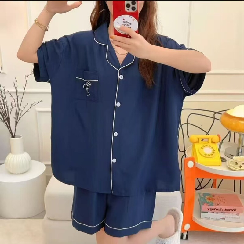 Independent Site Amazon Tk Shein Cross-Border New Women's Cardigan Short-Sleeve Pajama Set Loungewear Loose Casual Independent Site Amazon Tk Shein Cross-Border New Women's Cardigan Short-Sleeve Pajama Set Loungewear Loose Casual