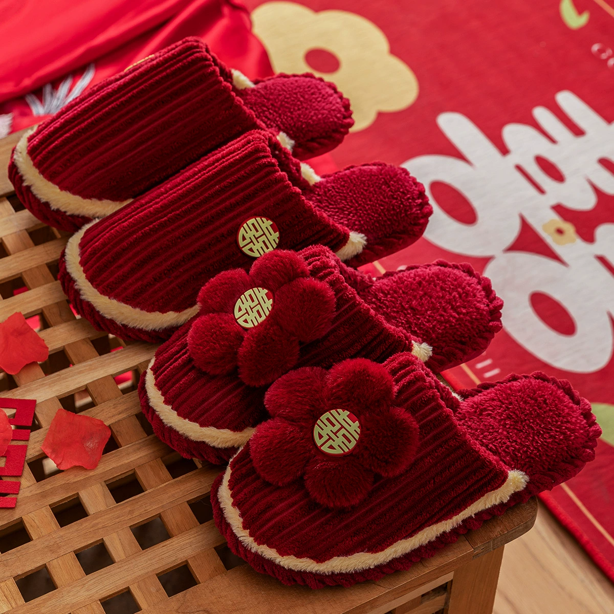 Свадебные хлопчатобумажные тапочки