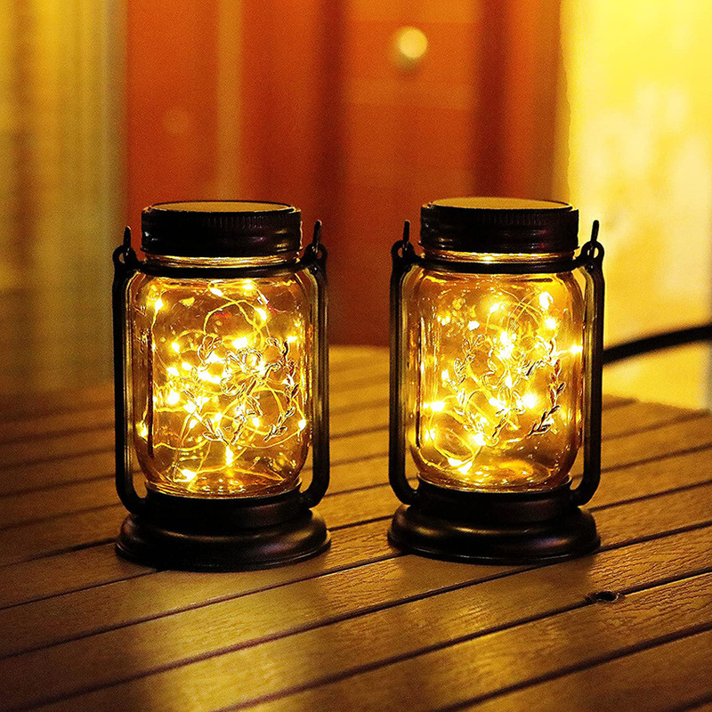 Courtyard Decoration Led Solar Mason Jar Light String Solar Water Kettle Light Bottle Cap Decorative Clip Hanging Light Ground Plug