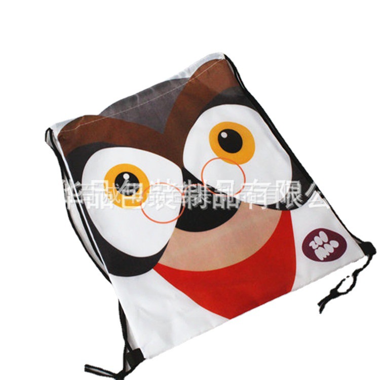 厂销190T涤纶热升华束口袋动物图案卡通拉绳袋便携式涤纶收纳袋