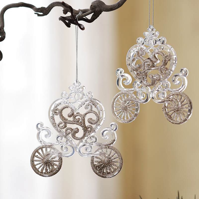 Buscando madera, árbol de Navidad transfronterizo, colgante de acrílico, campana, carruaje de calabaza, carrusel, colgante decorativo de bailarina