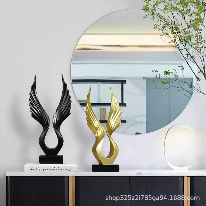 北欧现代天使之翼大鹏展翅客厅家居玄关酒柜装饰品摆件树脂工艺品