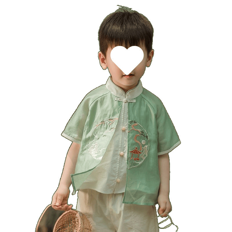 男児漢服夏2025新作男の子中国風半袖古風時代劇|undefined