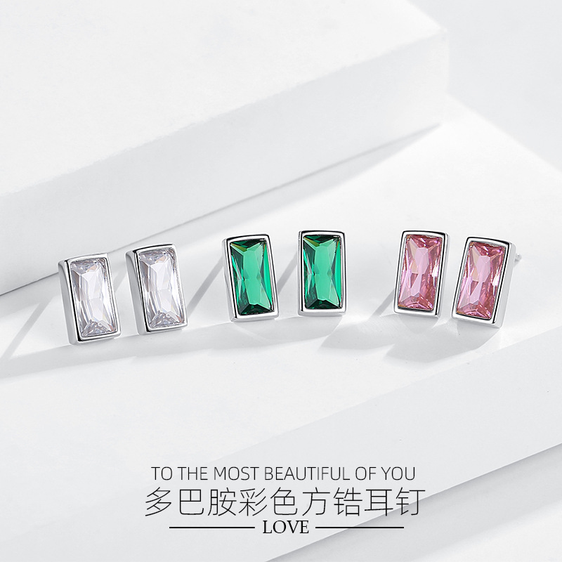 S925 plata pendientes hembra dopamina joyería popular moda geométrica simple pendientes cuadrados 2023 nuevo