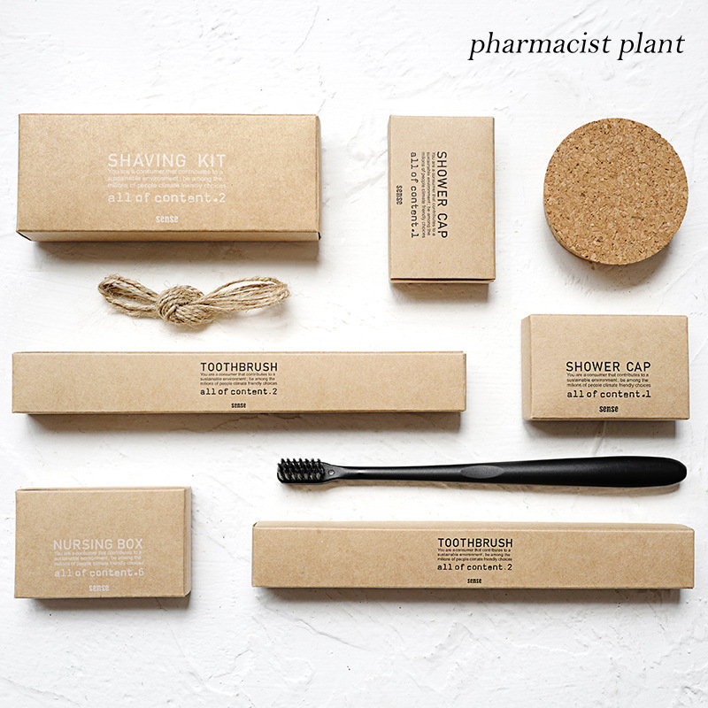Hospitality Kraft Paper Disposable Soft-Bristled Toothbrush Toothpaste Hotel Guesthouse Supplies Toiletry Set Hotel Exclusive