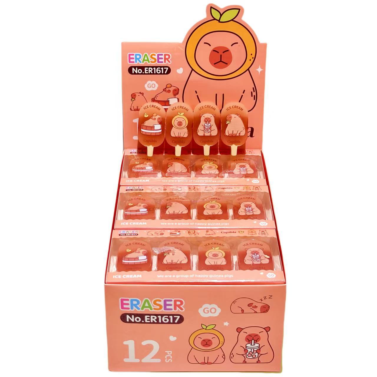 Nuevo capibara helado estilo borracha dibujos animados de alto valor facial para estudiantes limpiar el conjunto de goma limpia
