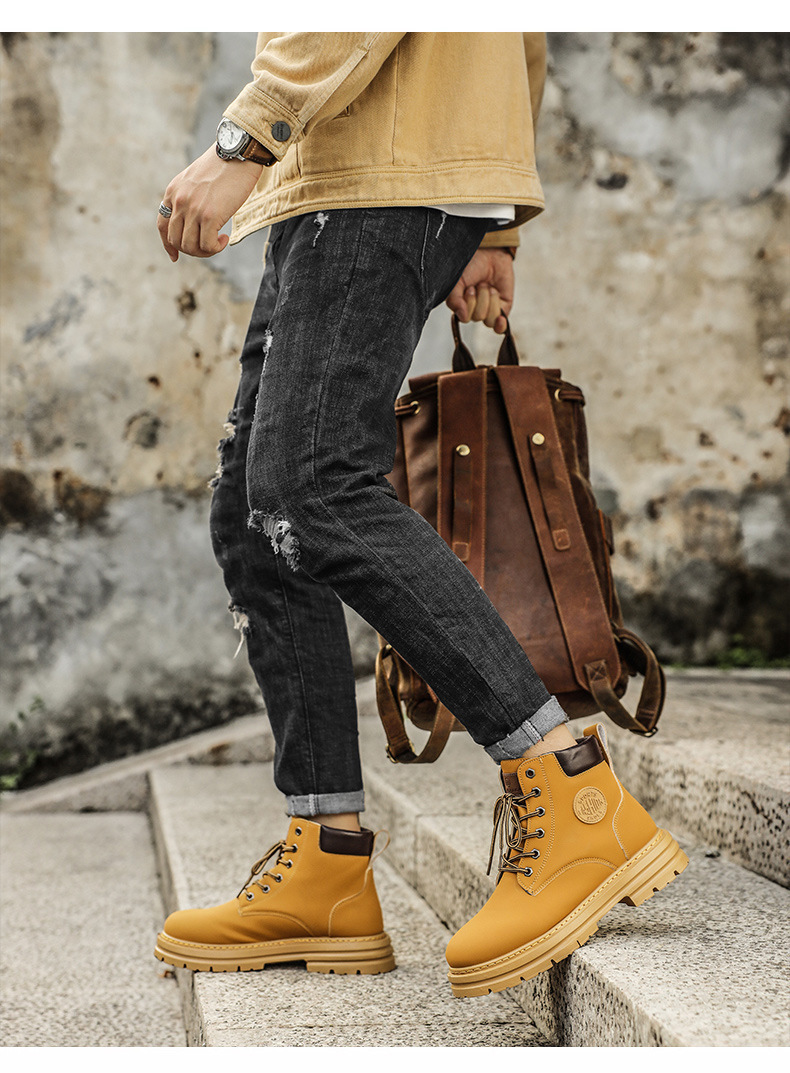 Neue High-Top-Herrenschuhe Mode Herrenmode Herrenschuhe Wüstenwerkzeug Flutstiefel Männer große gelbe Stiefel_voghion.com