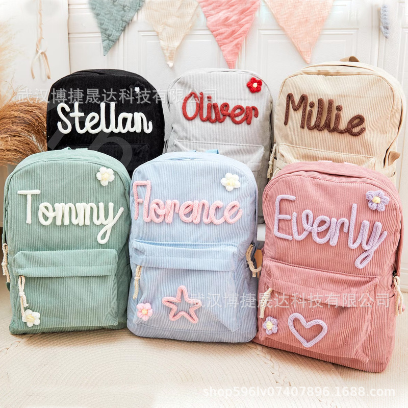 etsy パーソナライズされた手刺繍ホット販売新しい学生バックパック多用途レターバックパック防水クリエイティブペンダントバックパック|undefined
