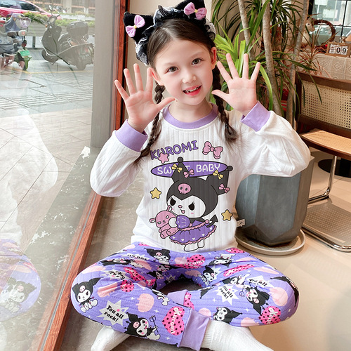 2024 Autumn and Winter New Girls' Autumn Clothes and Autumn Pants Pure Cotton Children's Underwear Set Pure Cotton Little Girls Baby Pajamas