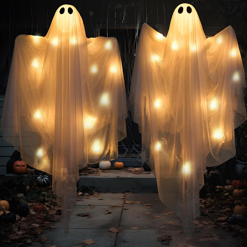 Adorno Colgante de Fantasma de Halloween LED de Plástico Luminoso para Jardín Exterior image 3