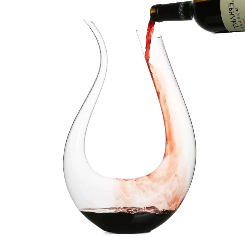 Хрустальное стекло ручной работы U-образный Графин для вина Арфа-образный винный графин Ручной выдувной Профессиональный винный графин