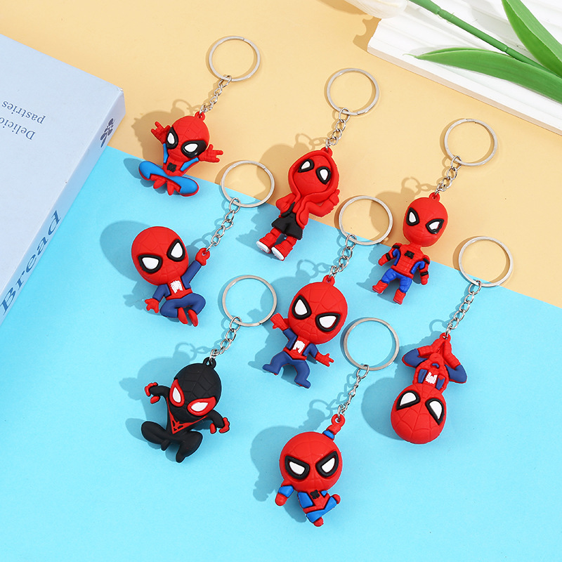 Q version Marvel Keychain Accessories 3D Spider-Man Keychain Accessories Cartoon Bag Zipper Doll Pendant