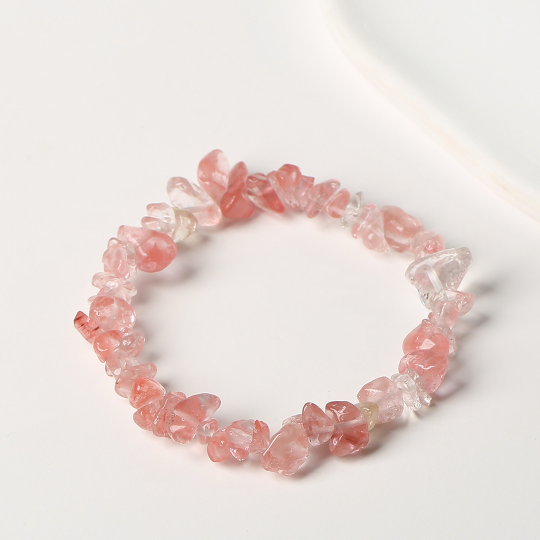 Pulsera de anillo único de piedra de cuartil natural irregular pulsera de cuerda elástica de piedra original estilo fresco simple y versátil