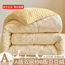 A类双层纱豆豆绒双面大豆被秋冬被子被芯加厚保暖宿舍卧室单双人1