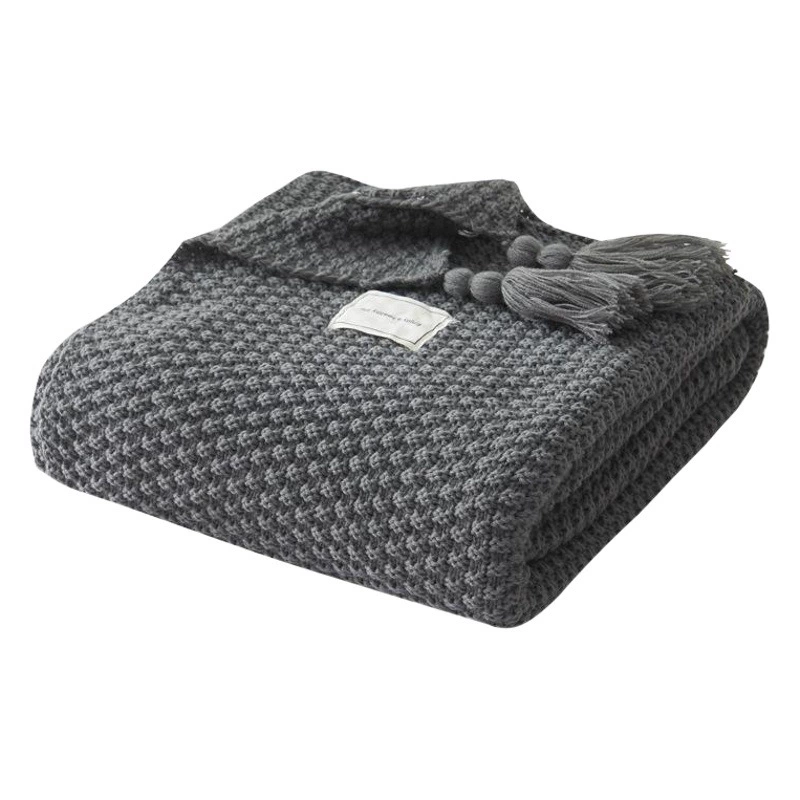 Вязаное мячное одеяло Nordic Tassel Шерстяное одеяло Офисное кондиционер Одеяло для обеденного перерыва Шаль Одеяло для дивана Одеяло для отдыха
