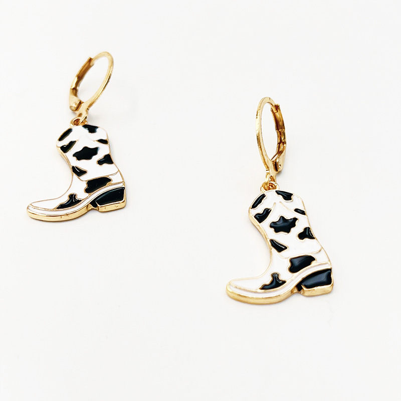 Alloy Material 1 Pair Cowboy Style Geometric Boots Enamel Alloy Drop Earrings
