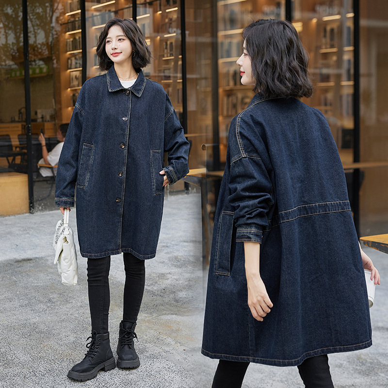Women's Denim Jacket 2026 New Popular Style Spring and Autumn Plus Size Loose Fit Elegant Mom-Style Trench Coat Early Autumn Thin Jacket