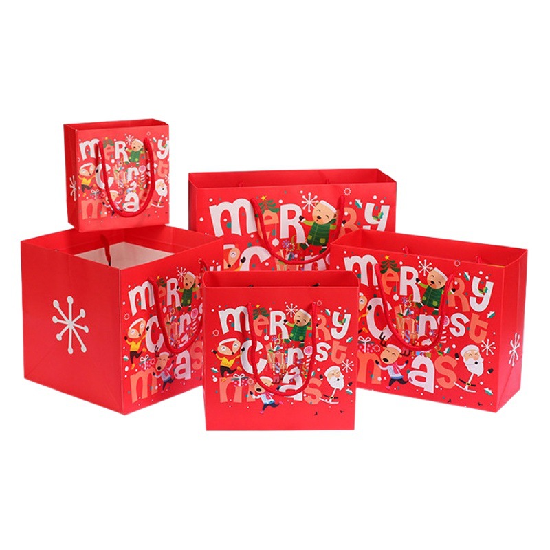 Bolso clásico del regalo de la Navidad bolso alto-mirando la bolsa de papel del bolso del regalo de Papá Noel en la acción al por mayor