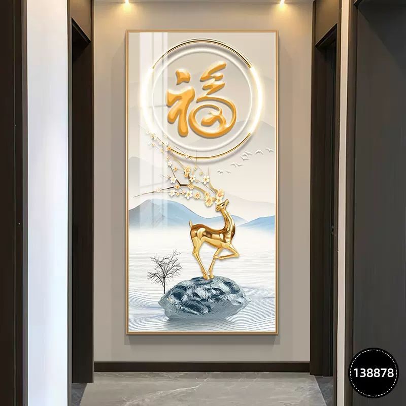 Pintura decorativa de entrada moderna de lujo ligera atmósfera Fu Zi de alta gama mística fondo mural decoración de muros colgantes de pasillo mural image 27