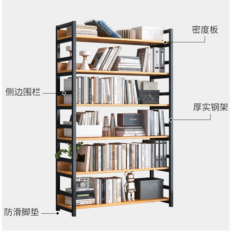 Estantería de almacenamiento rack piso hogar hierro multi-capa almacenamiento sala de almacenamiento estante pequeño simple estante de madera de acero estantería