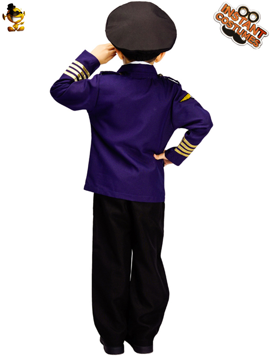 Ropa de cosplay niño pequeño piloto de aviación traje de cosplay traje de rendimiento de etapa