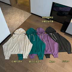 25春夏の新型ファスナーは肩に落ちて帽子をかぶって古い日常の通勤の肌のカジュアルな4色のコートをします。