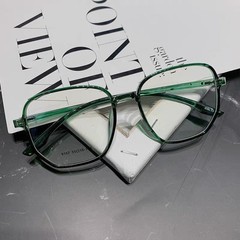 大框不规则多边形眼镜平光镜眼镜防蓝光腮红自带妆感圆脸黑框椭圆