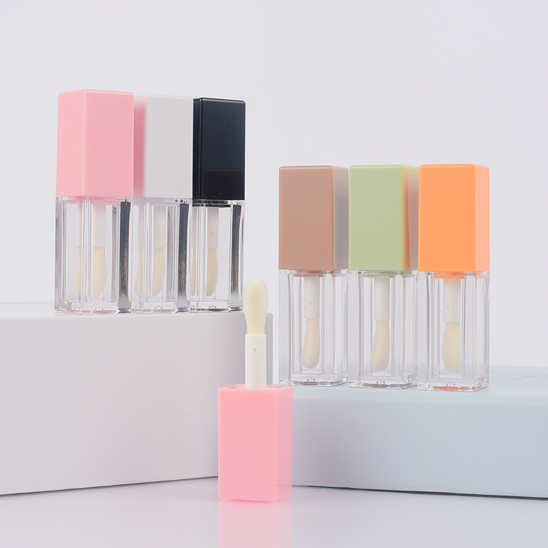 Square Large Brush Lip Gloss Tube Pink White Large Brush Lip Glaze Tube Cosmetic Packaging Material Square Large Brush Lip Gloss Tube Pink White Large Brush Lip Glaze Tube Cosmetic Packaging Material