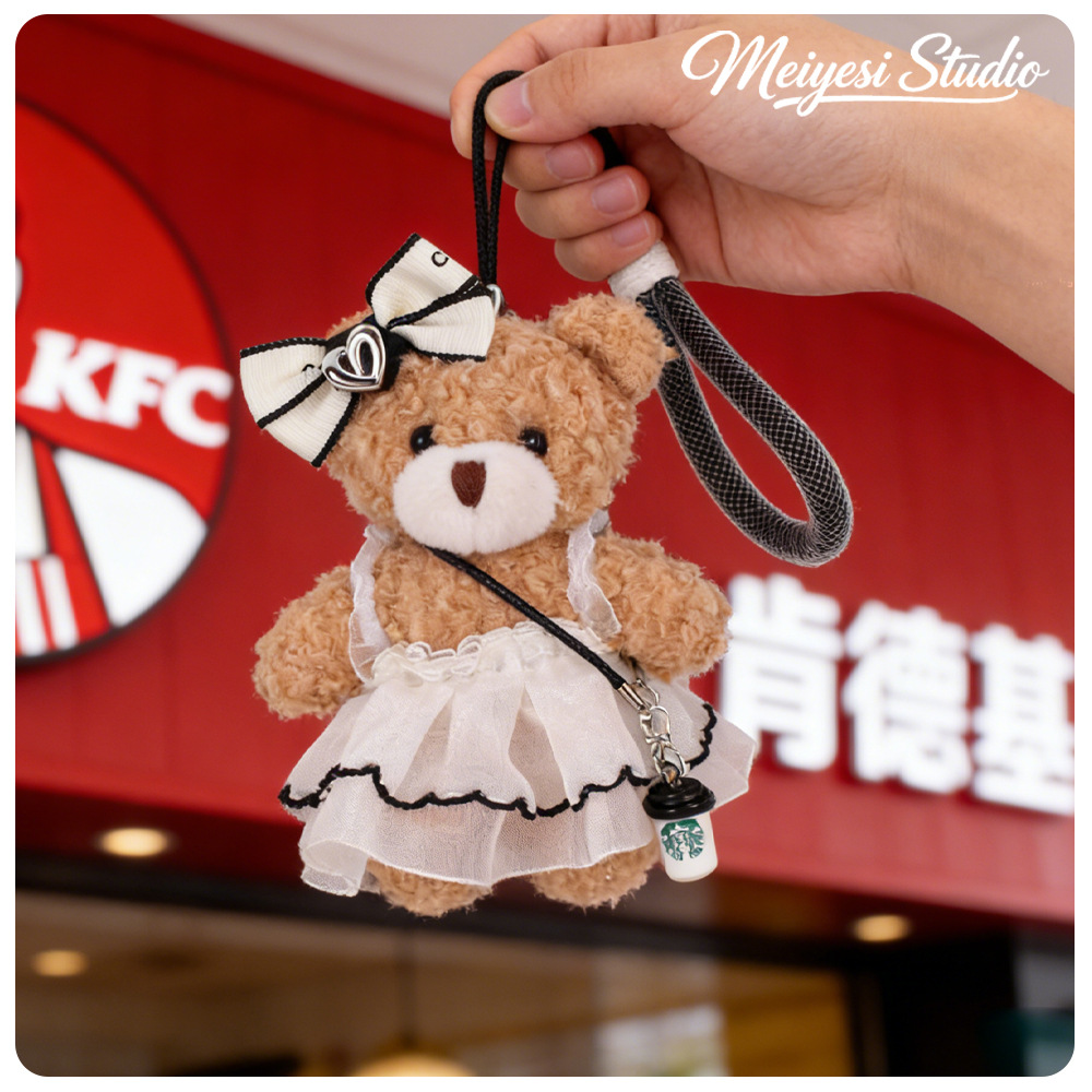 Creativo suave lindos colgante de oso una familia de tres muñecas de peluche bolsos muñecas colgantes llaveros