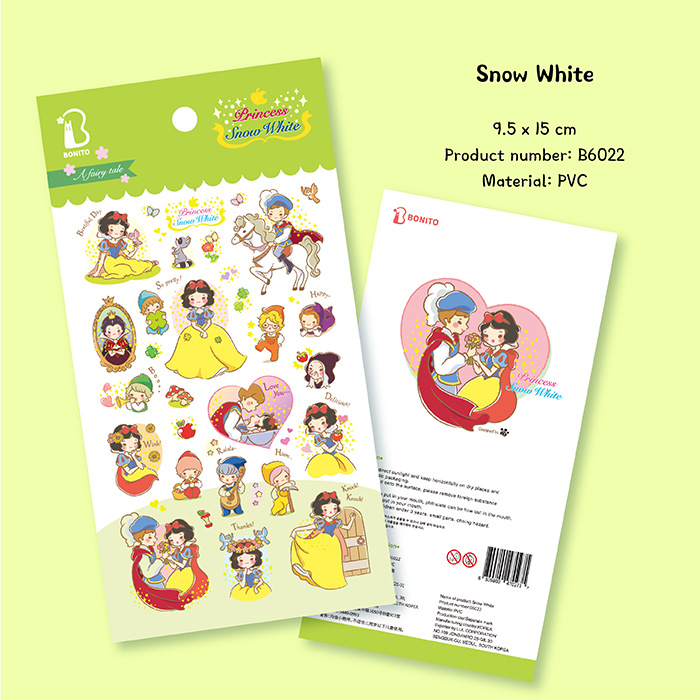 跨境韩国BONITO白雪公主B6022童话防水PVC手机素材装饰手账贴纸