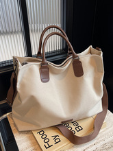 大容量包包女2025新款帆布手提单肩斜挎通勤包休闲百搭上课托特包