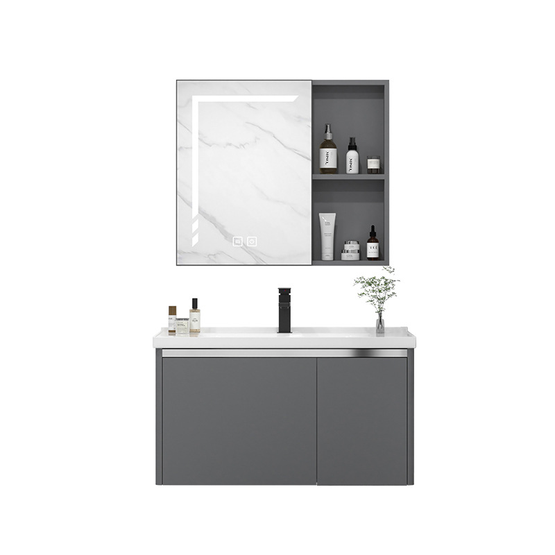 gabinete de baño inteligente combinación espacio aluminio lavabo cerámica integral lavabo