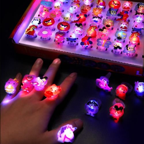 Flashy Rubber Cartoon Ring Glowing Ring Glowing Finger Light Flashy Finger Light Christmas Toys Street Vendor Wholesale
