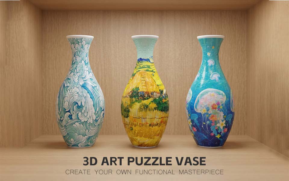 3d Puzzle Vase Blue And White Porcelain Creative Home Ornament_voghion.com