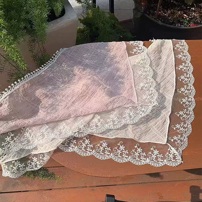 Lace retro summer scarf, with embroidery