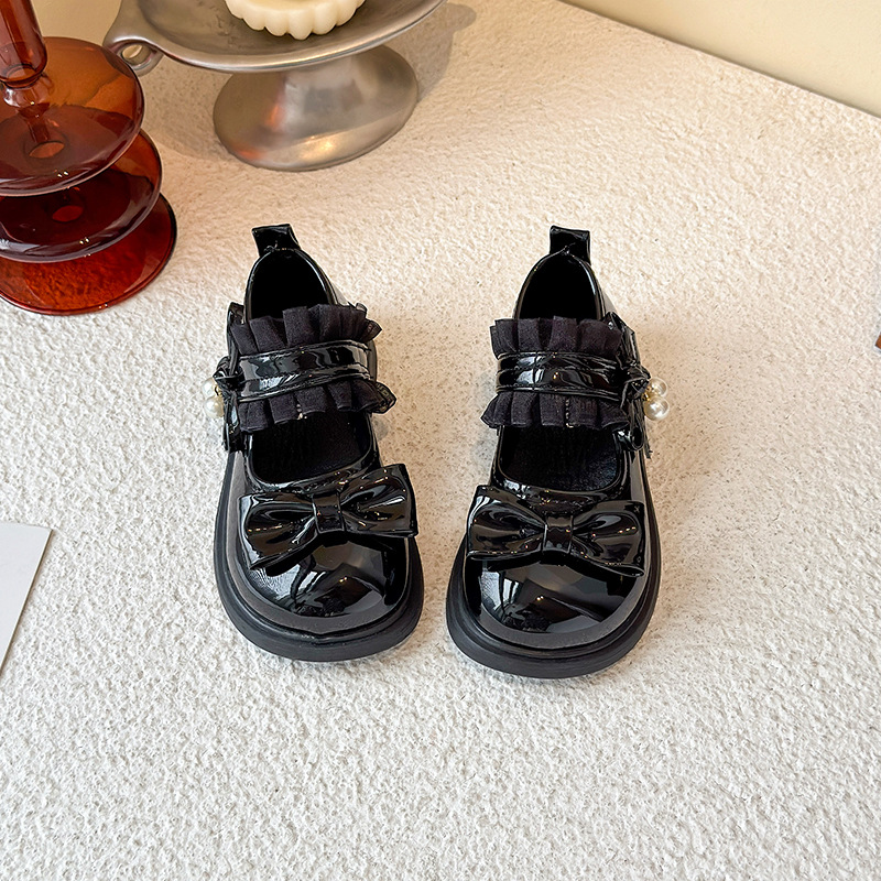 Niña Lolita zapatos de cuero primavera y otoño 2025 nuevos zapatos de espectáculo negro para niños zapatos de princesa de niña