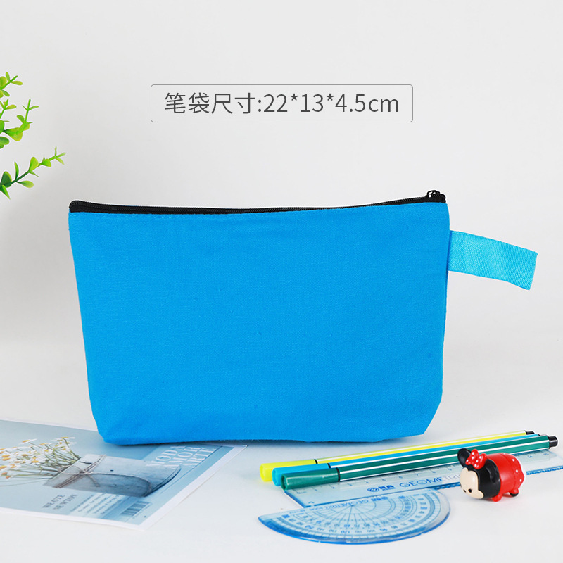 キャンバスペンバッグカスタムロゴ女性クロスボーダーアマゾンジッパー旅行化粧品バッグ肥厚文具収納袋卸売|undefined