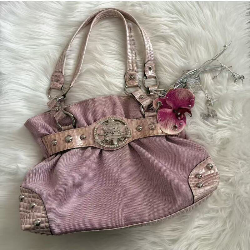 2026 New Style Single Shoulder Bag, Millennium Hot Girl Style, Rose Red Distressed Underarm Bag, Large Capacity Tote Bag, Crossbody Bag