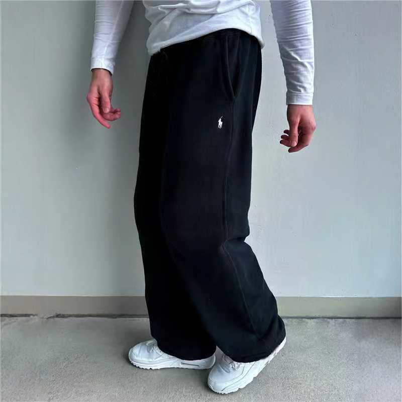 Cross-Border European and American Retro Y2K Street Fashion Hip-Hop Casual Elastic Waist Zipper Loose Solid Color Sports Casual Pants