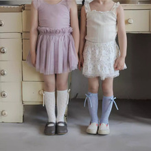 YQ103夏季新款儿童袜子宝宝蝴蝶结网眼中筒袜无跟直版公主堆堆袜