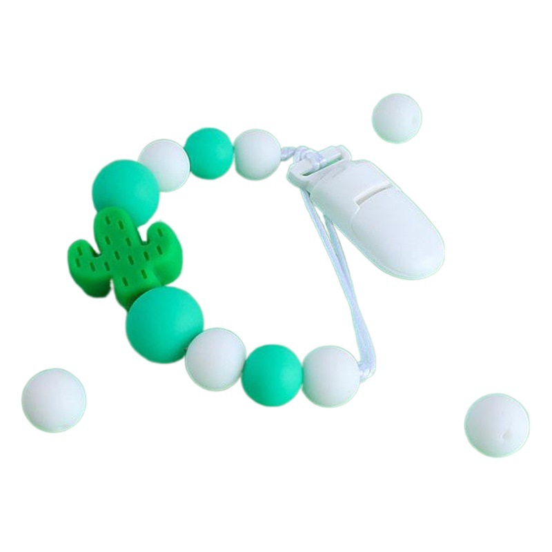 Bebé plástico chupete clip bebé calmante silicona cactus chupete cadena anti-gota cadena Amazon nuevo caliente