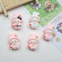 漫画ピンクウサギの女の子樹脂アクセサリー手作り diy ヘアピンクリーム接着剤携帯電話ケース下駄ジュエリーアクセサリー