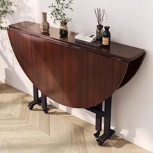 折叠餐桌客厅家用圆桌多功能可移动折叠餐桌小户型带轮吃饭折叠桌