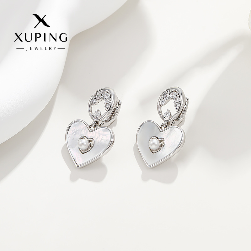 Pendientes de Aleación de Cobre con Baño Electrolítico Blanco de Xuping Jewelry, Diseño Versátil de Lujo Ligero, Venta al por Mayor