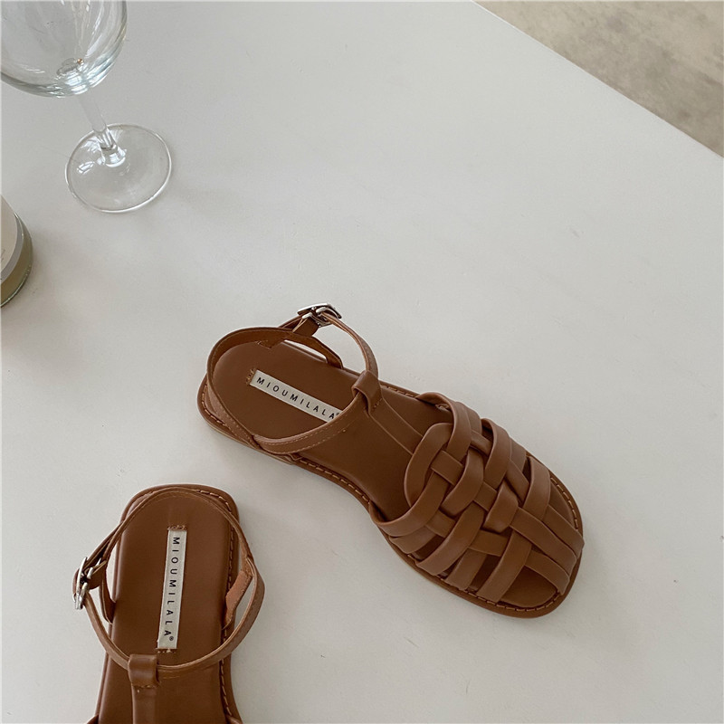 new summer flat woven buckle sandals NSHU58519