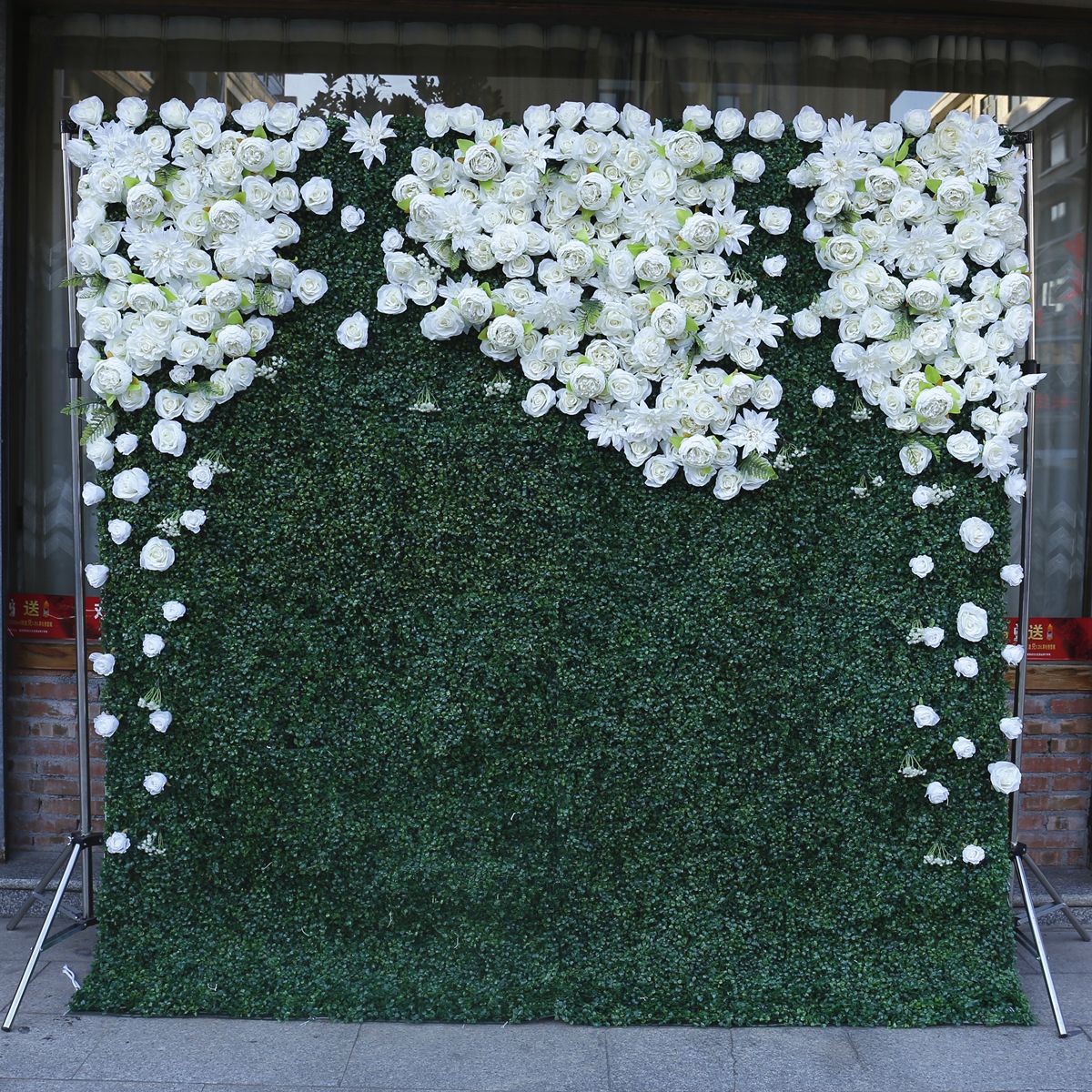 仿真植物墙绿植背景墙 亚马逊热卖婚庆装饰婚礼布置白色布底花墙